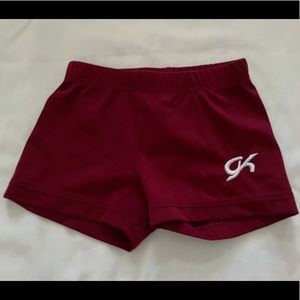 GK Elite girls medium maroon gymnastics shorts